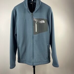 The North Face Mens Full Zip Sherpa Lined Fleece Jacket Blue Gray Large CUA6